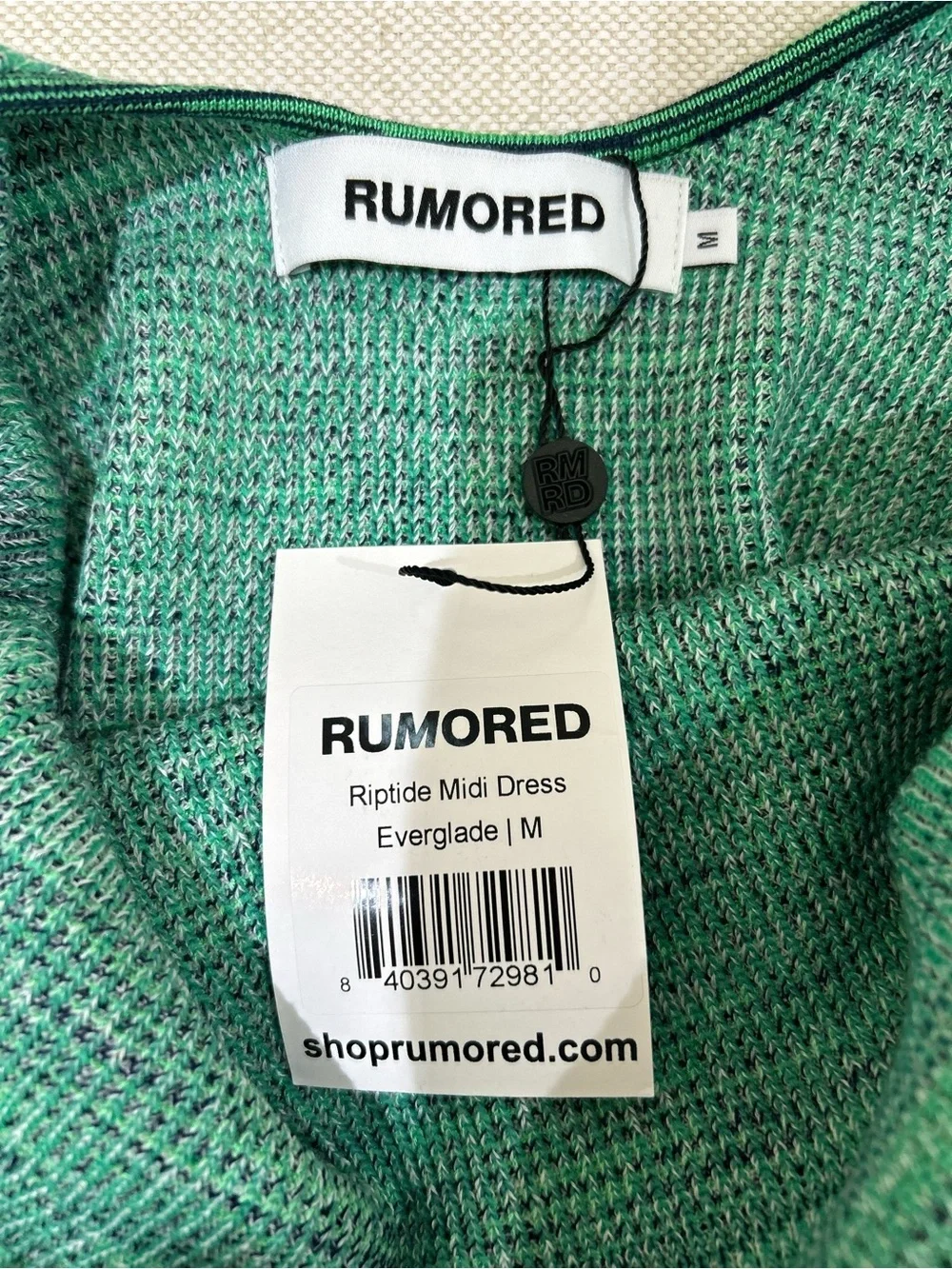 Rumored Riptide Green Halter MIDI Knit Bodycon Dress Size M S L NWT Coastal Chic